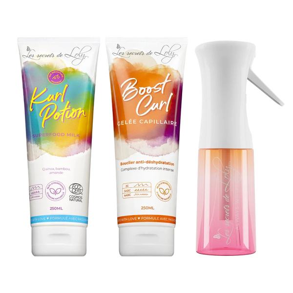 Starter Pack Cheveux Ondulés - Crème sans rinçage, gelée coiffante & vaporisateur